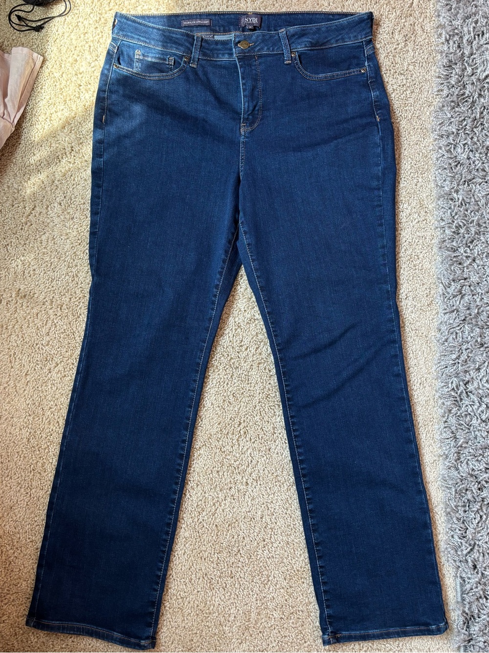 NYDJ Dark Blue Stretch Marilyn Straight Leg Jeans